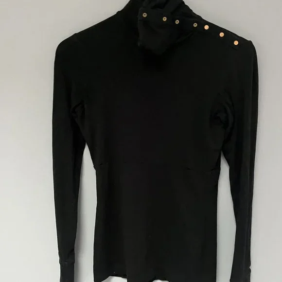 DVF Diane von Furstenberg Turtleneck Top Black Size Medium - Picture 8 of 10